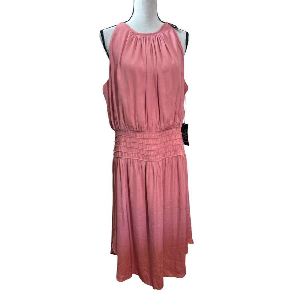 White House Black Market Womens Pink Sleeveless Smocked bouson dress size XLP